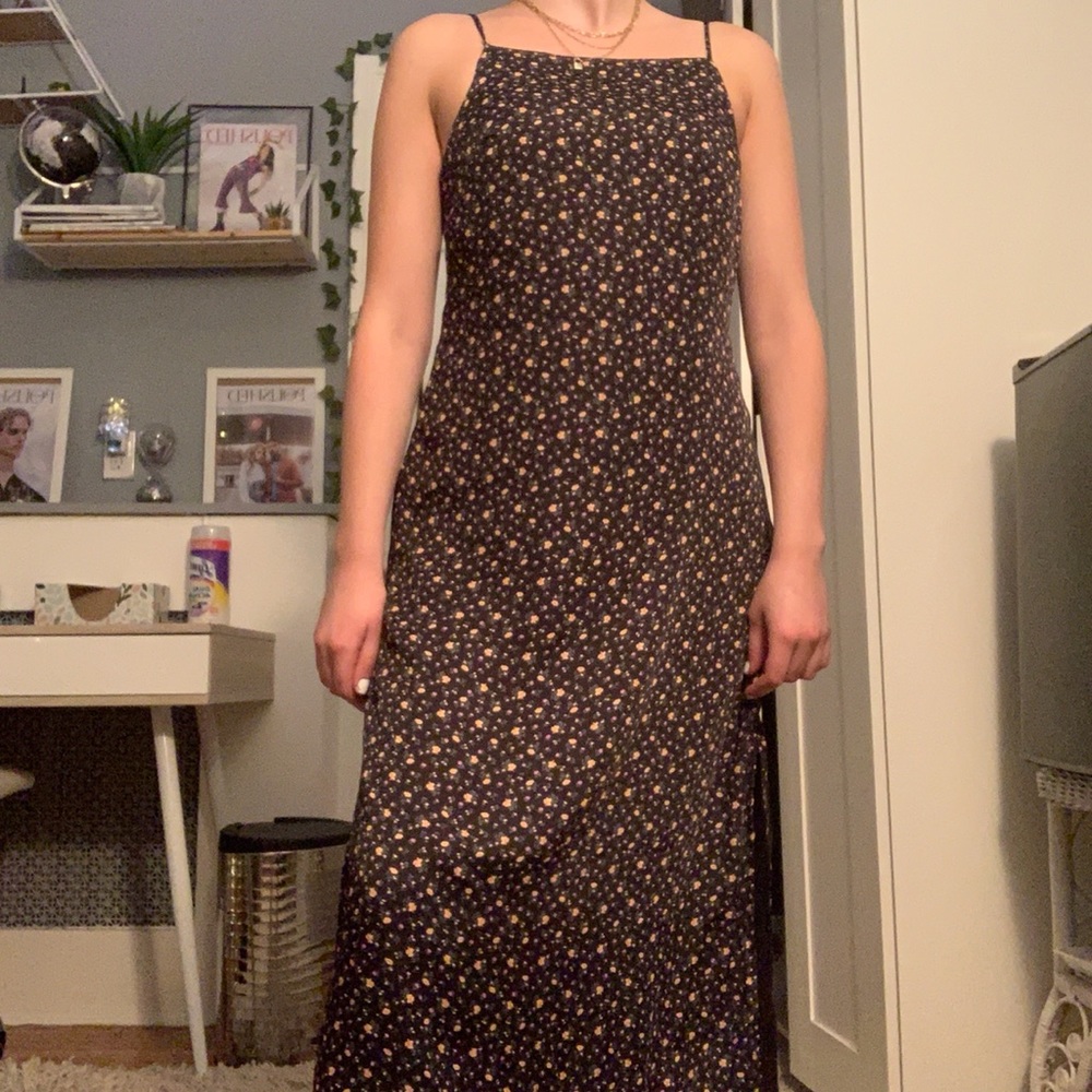 Black Floral Midi Dress